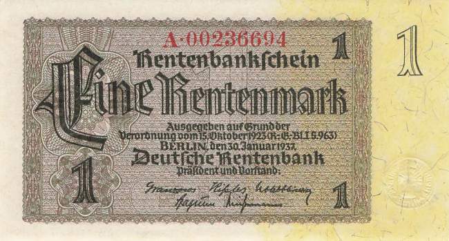 1 Rentenmark 1937 ro.166c A